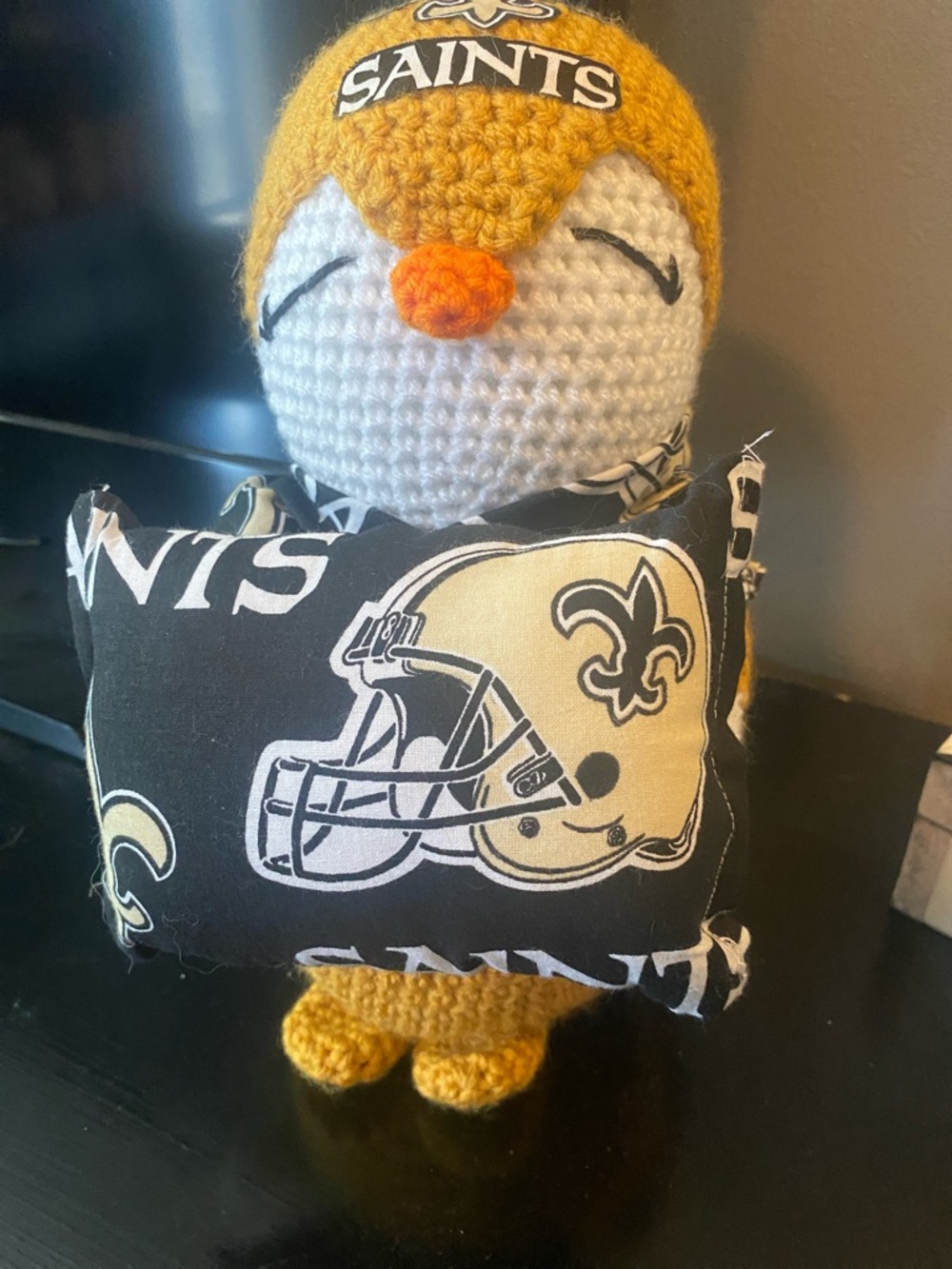 Themed Yellow Crochet Penguin Pillow Plush